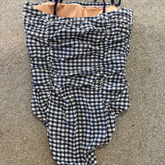 J.Crew Ruched tie-shoulder one-piece swimsuit in classic gingham - Picture 5 of 6